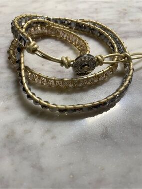 Victoria Emerson Gold and Clear Crystal Wrap Bracelet